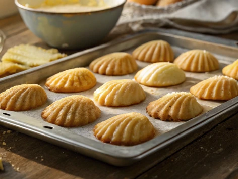 Classic French Madeline Cookies Made with Cream

