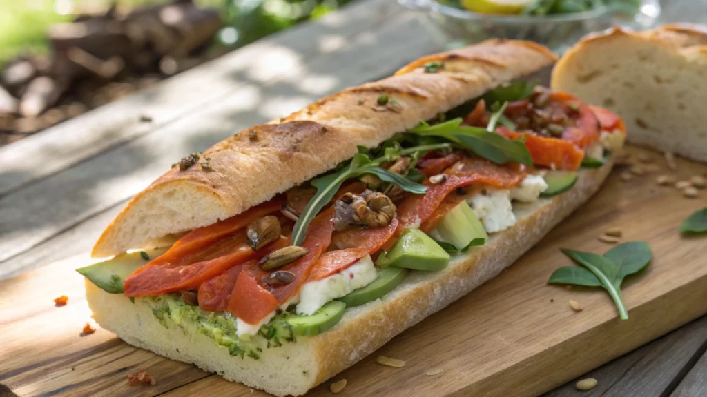 Delicious Baguette Cut Into Angle Sandwich Ideas with Gourmet Fillings