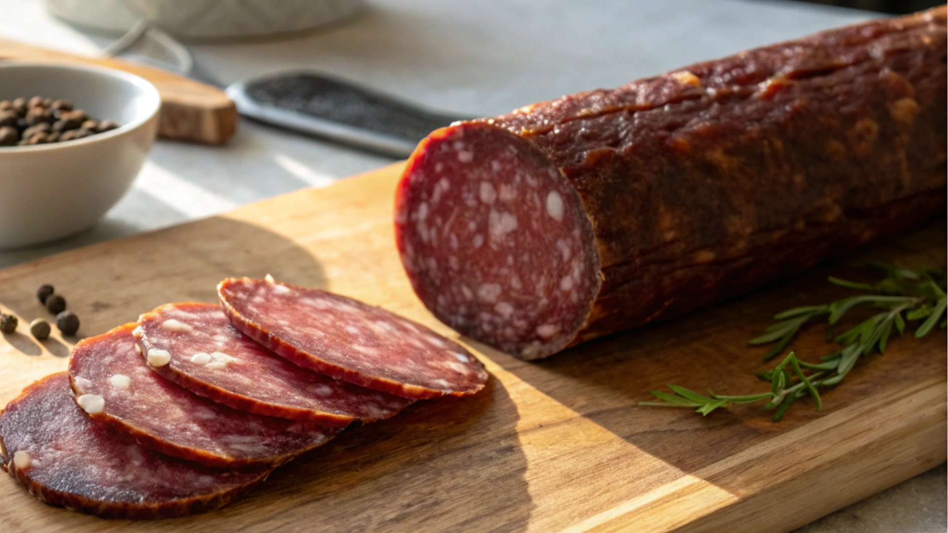 Delicious Beef Salami Slices with Artisanal Flair