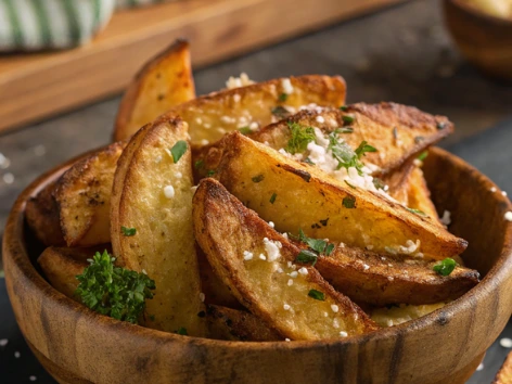 Homemade Baked Garlic Parmesan Wedges.