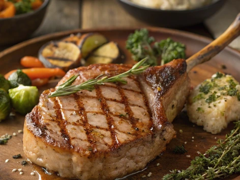 Pan-Seared Duroc Pork Chops with Golden Crust and Fresh Herbs
