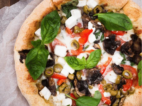 Greek Pizza with Fresh Veggies and Feta Cheese