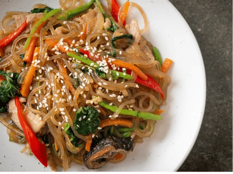 Easy Japchae Noodles Recipe: Flavorful Korean Stir-Fry.