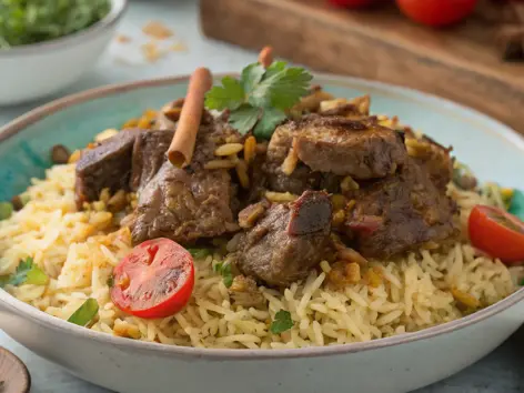 Delicious Lamb Chops Served Over Fragrant Spiced Rice

