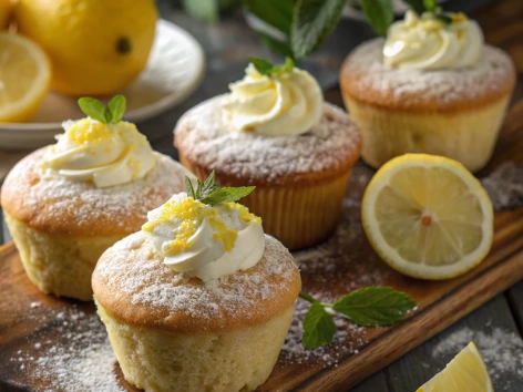 Homemade Lemon Cream Cheese Muffins with Creamy Filling