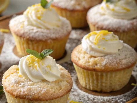 Freshly Baked Lemon Cream Cheese Muffins with Zesty Lemon Zest