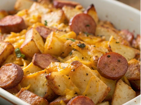 Easy Ranch Potatoes and Smoked Sausage with Cheese