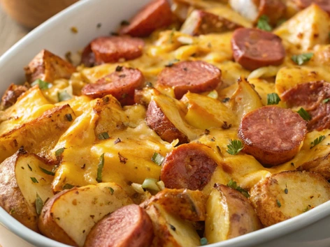 Cheesy Ranch Potatoes and Smoked Sausage Recipe.