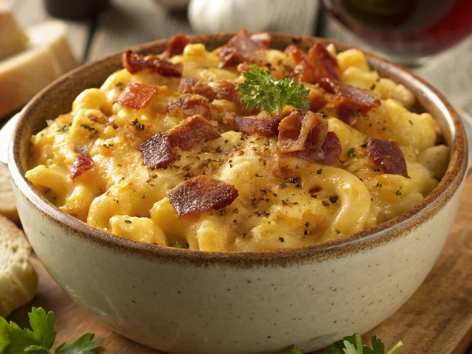 Creamy Smoky Bacon Mac Recipe with Crispy Bacon Topping

