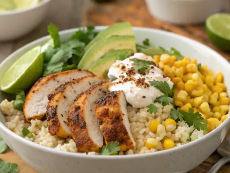 Quick and Flavorful Street Corn Chicken Rice Bowl Idea

