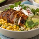 Street Corn Chicken Rice Bowl with 7 Explosive Flavor Combinations