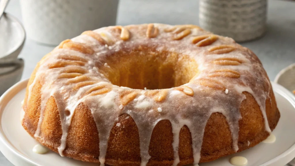 Glazed Buttermilk Donut Cake with Sweet Crackly Glaze