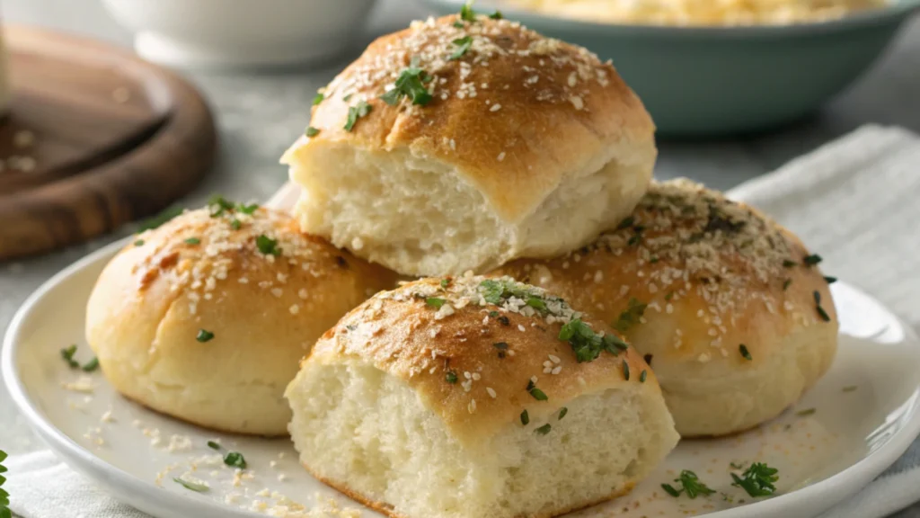 Fluffy 30-Minute Garlic Parmesan Dinner Rolls
