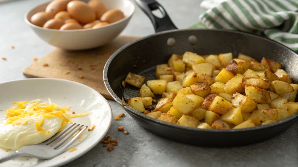 One-Pan Cheesy Potato Egg Scramble