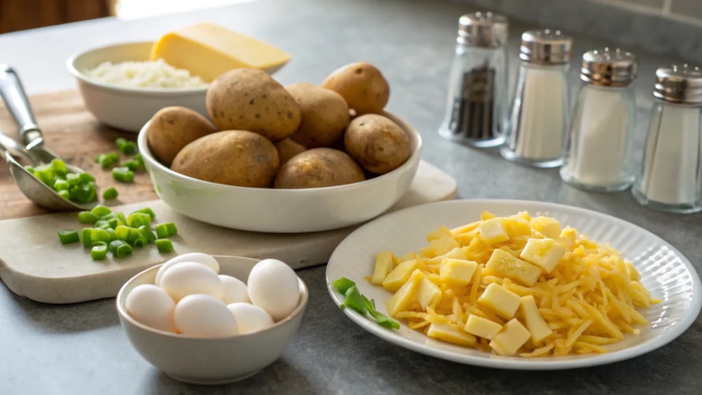 Easy Cheesy Potato Egg Scramble Breakfast
