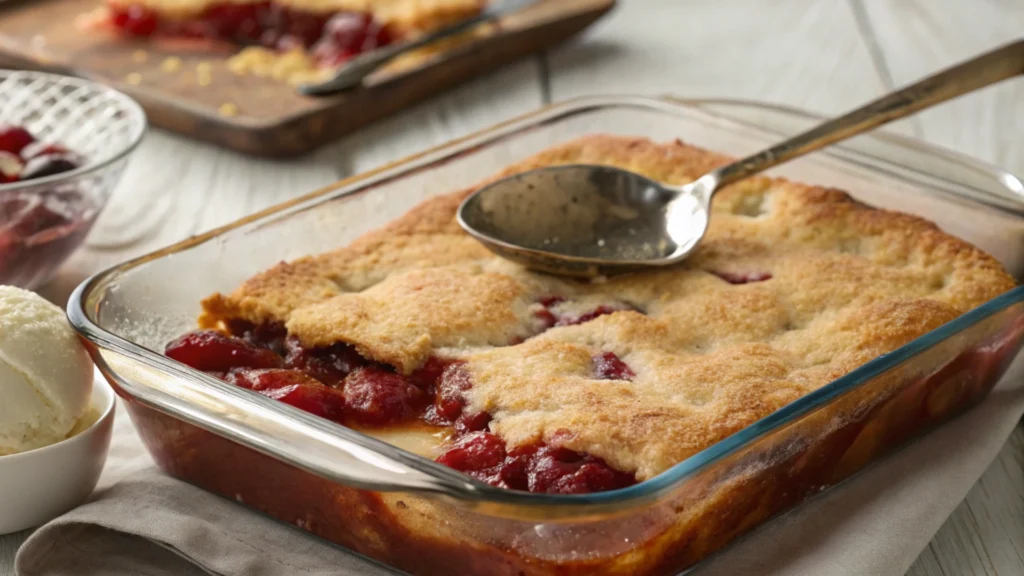 Freshly Baked Cherry Cobbler with Cake Mix