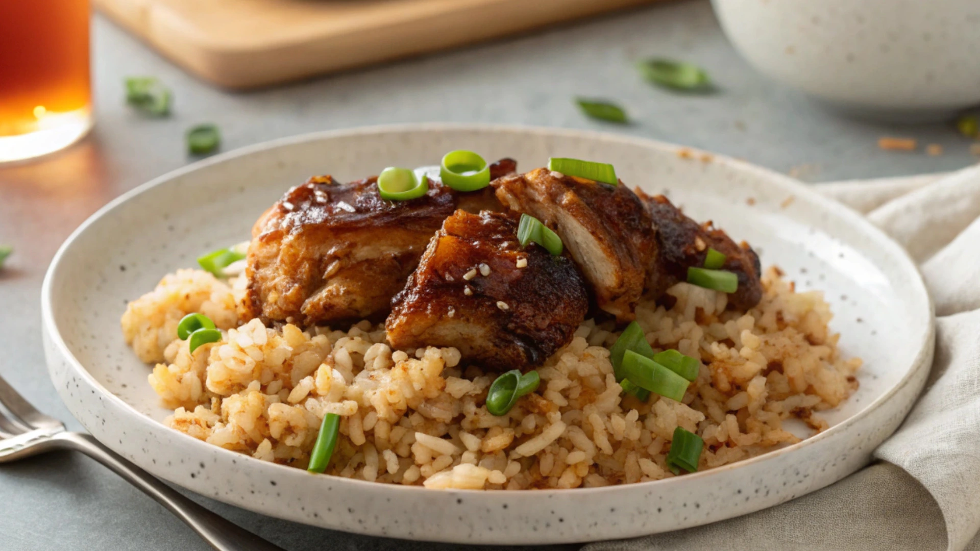 One-Pan Honey BBQ Chicken Rice Dinner
