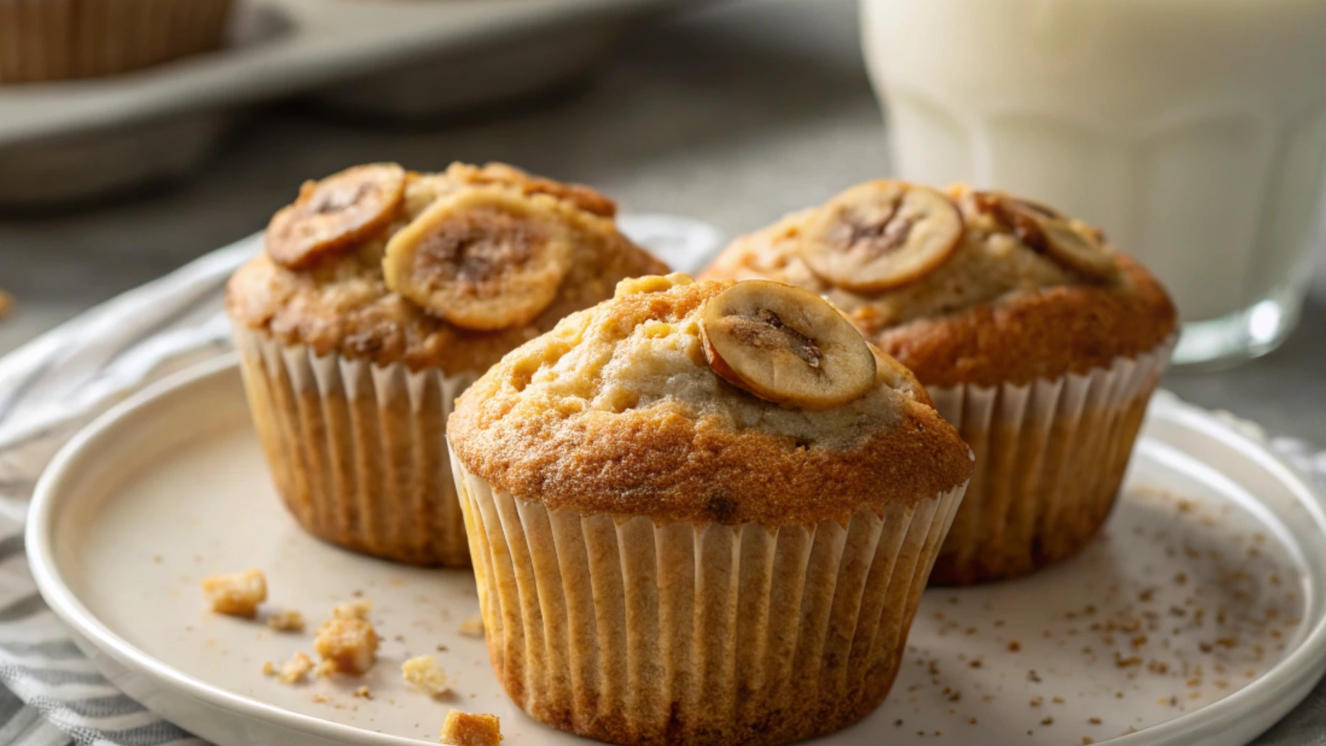 Greek Yogurt Banana Muffins on Cooling Rack