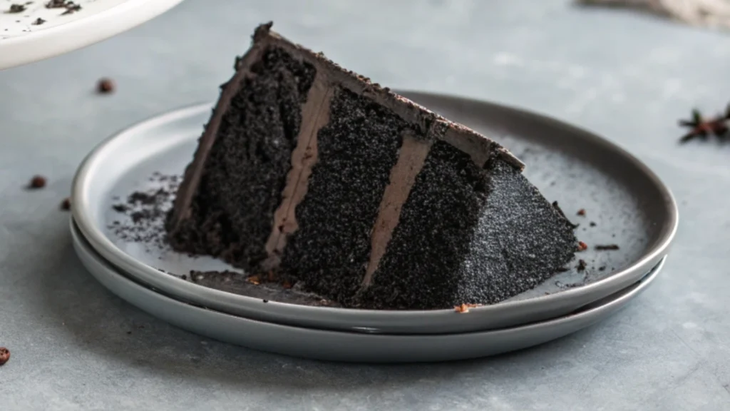  Black Velvet Halloween Cake with Halloween Decor