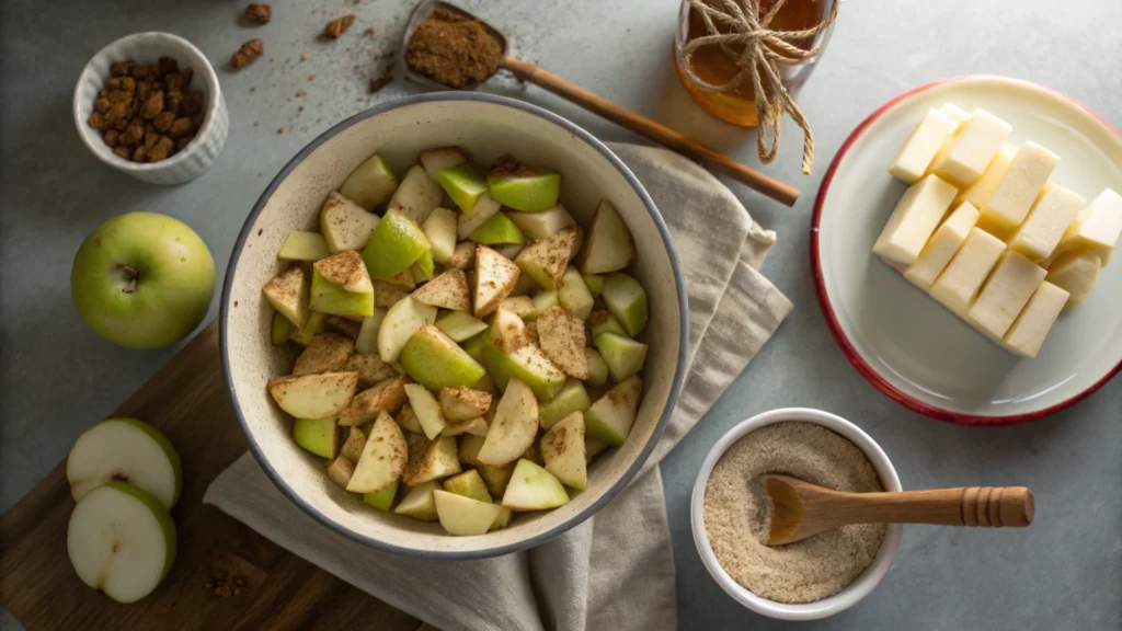 Caramel Apple Crumble in Baking Dish