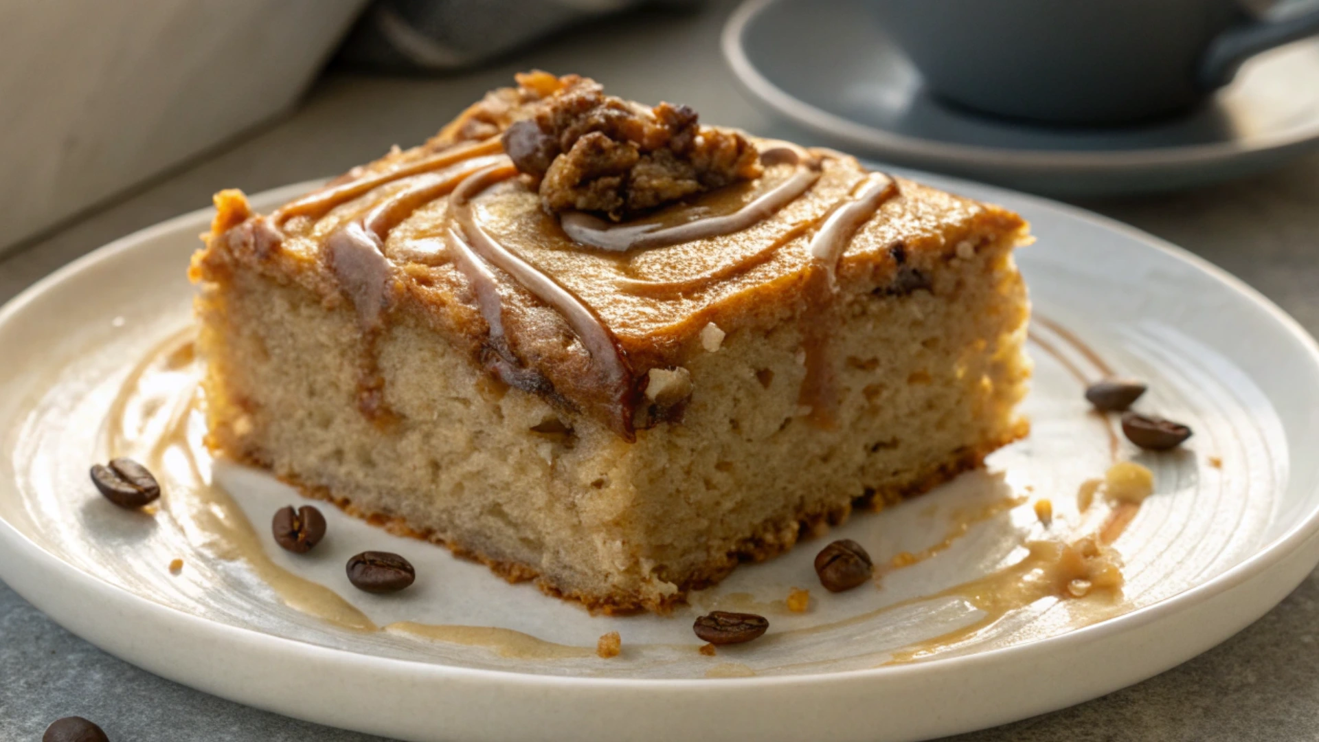 Gooey Coffee Caramel Cake Slice