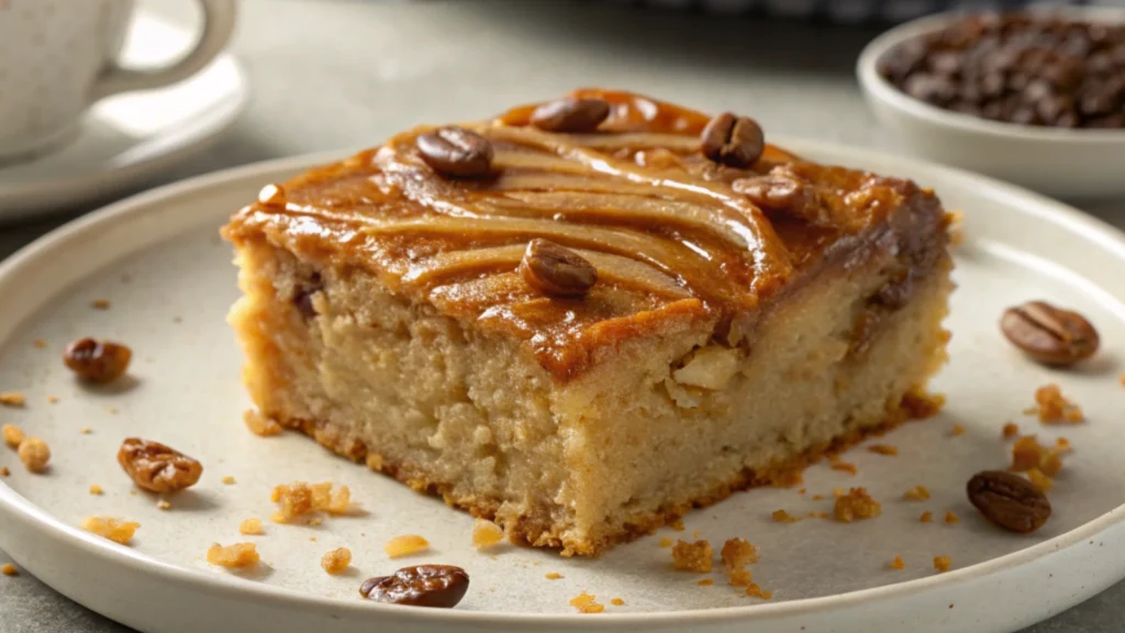 Gooey Coffee Caramel Cake Dessert Plate