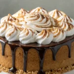 Smores Cake Recipe Slice with Ganache Drizzle