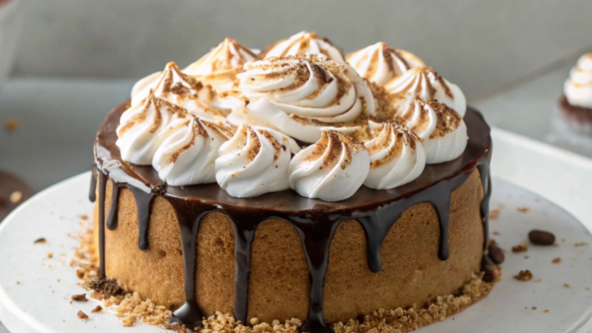 Smores Cake Recipe with Toasted Marshmallow Topping