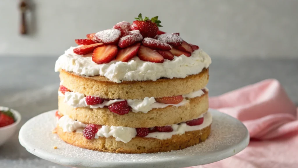 Top View of Strawberry Shortcake Layer Cake