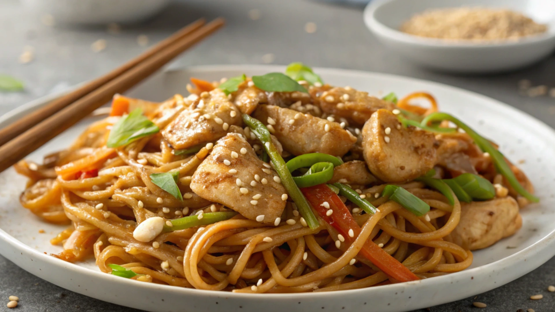 Chicken Yakisoba Recipe in Skillet